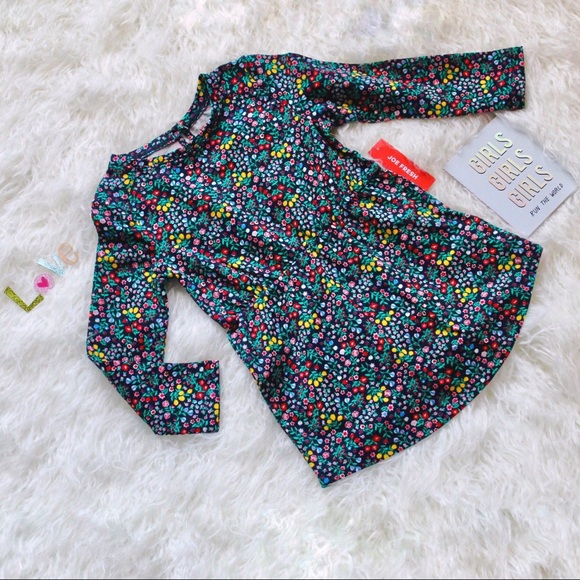 NWT Joe Fresh Girls Ruffle Flower Print Dress - Picture 6 of 6
